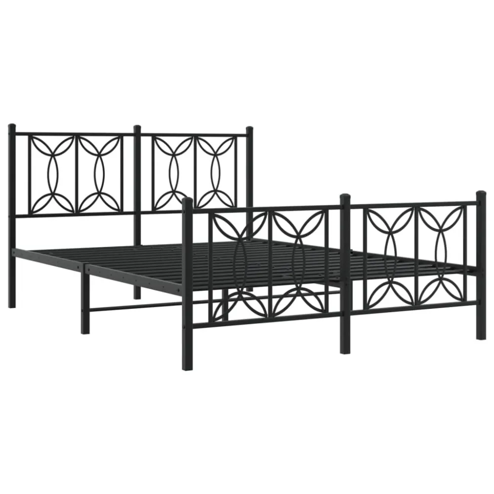 Bedframe met hoofd- en voeteneinde metaal zwart 135x190 cm