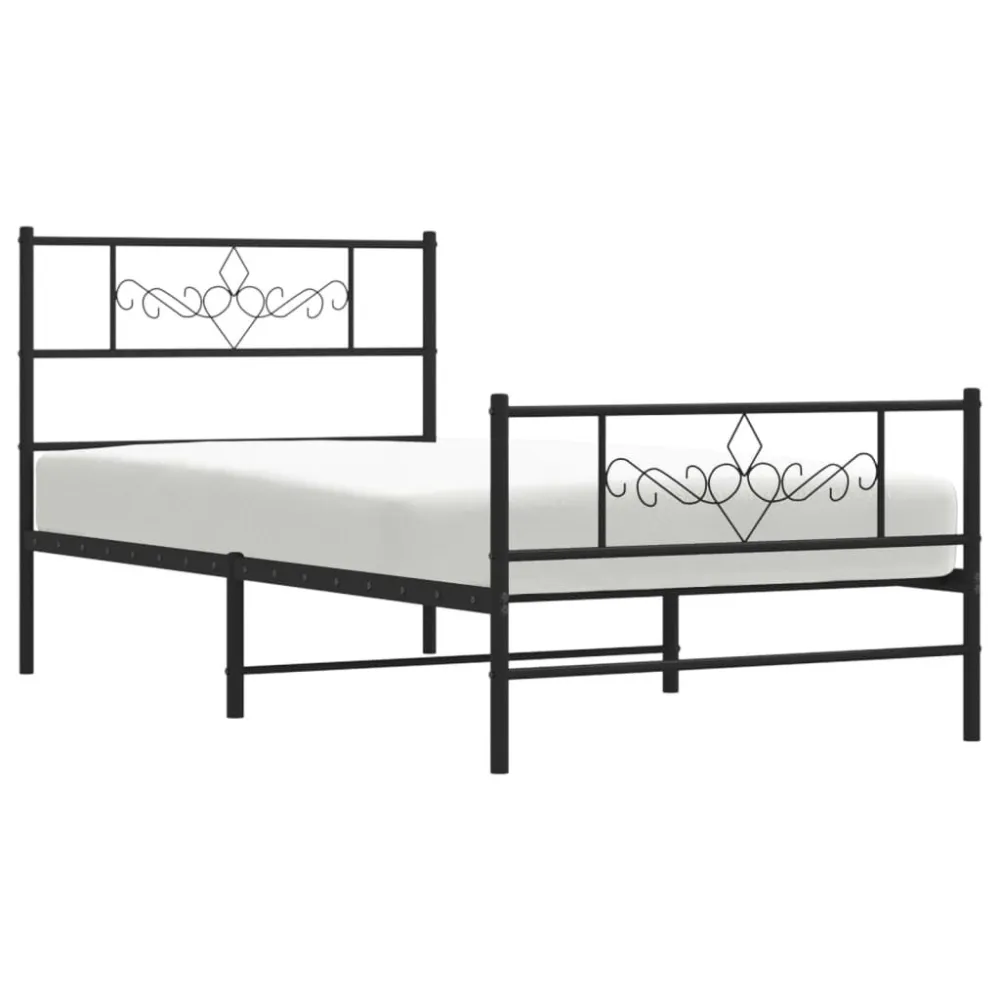 Bedframe met hoofd- en voeteneinde metaal zwart 90x190 cm