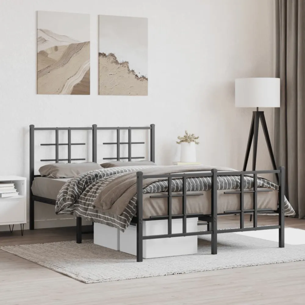 Bedframe met hoofd- en voeteneinde metaal zwart 120x200 cm
