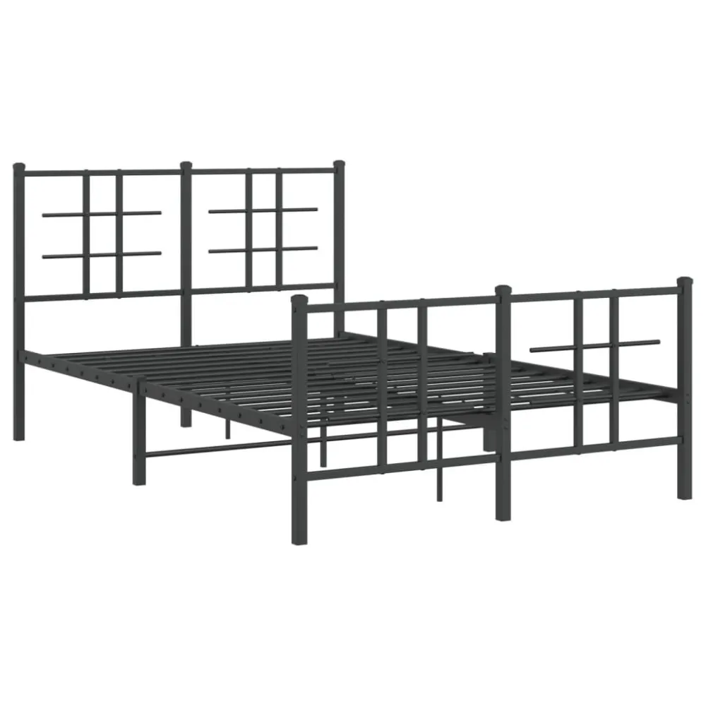 Bedframe met hoofd- en voeteneinde metaal zwart 120x200 cm