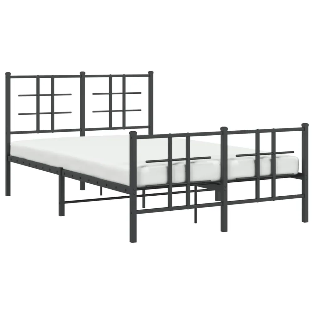 Bedframe met hoofd- en voeteneinde metaal zwart 120x200 cm