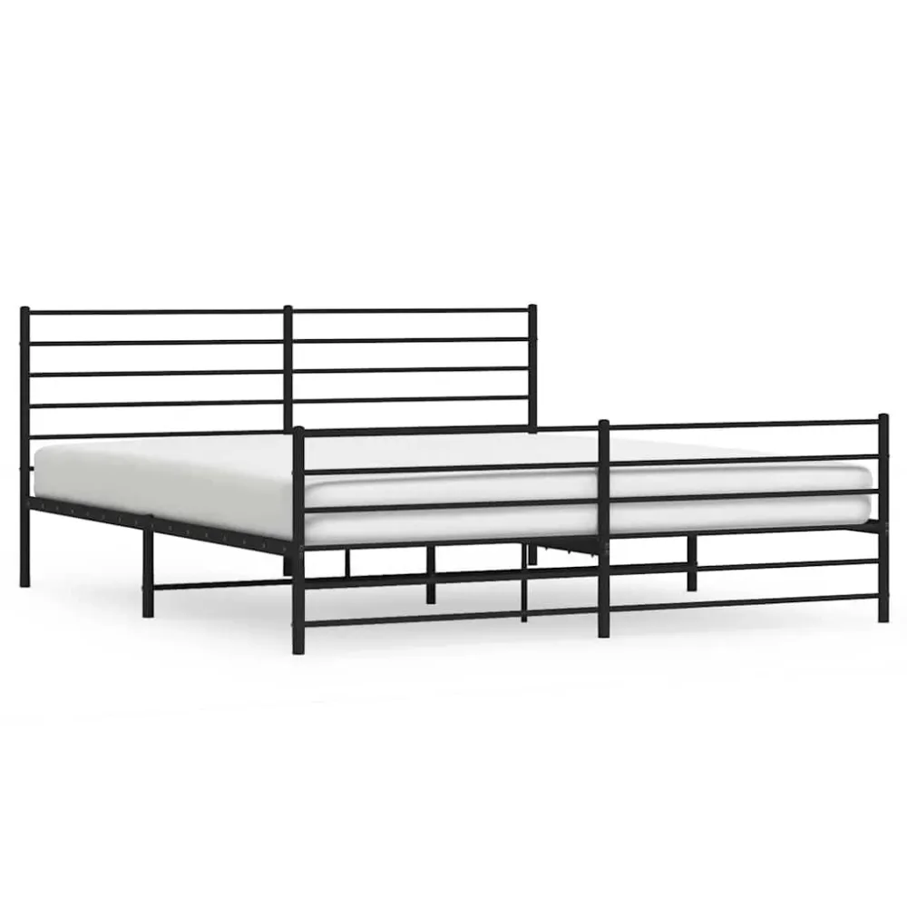 Bedframe met hoofd- en voeteneinde metaal zwart 183x213 cm