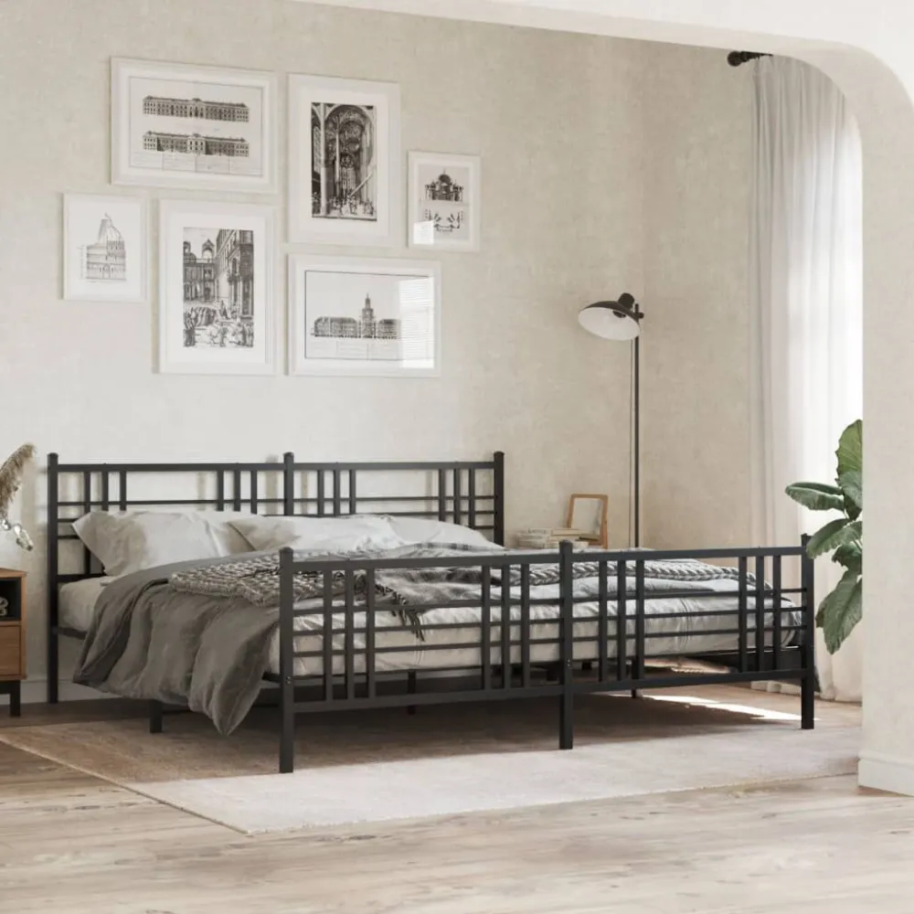 Bedframe met hoofd- en voeteneinde metaal zwart 183x213 cm