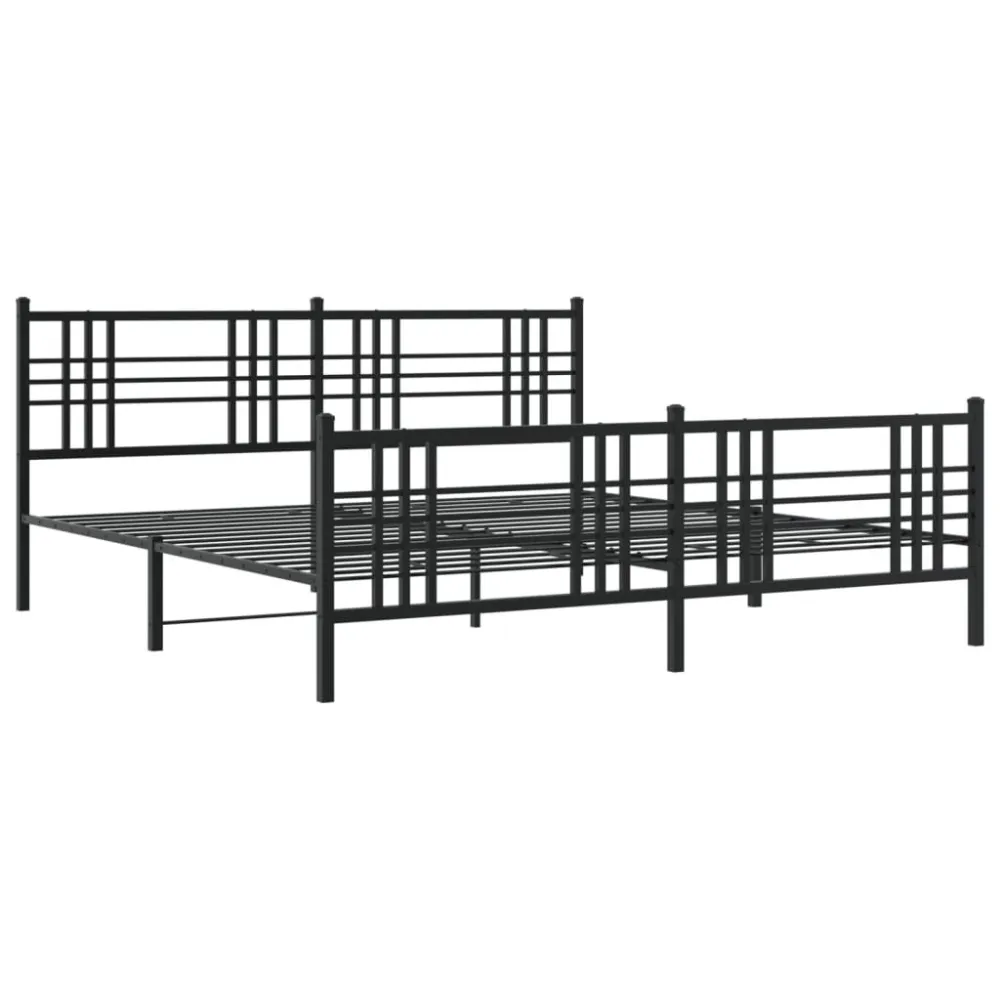 Bedframe met hoofd- en voeteneinde metaal zwart 183x213 cm