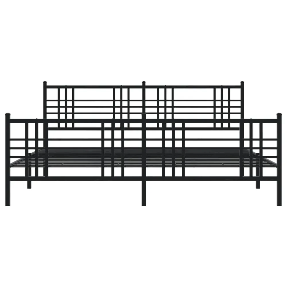 Bedframe met hoofd- en voeteneinde metaal zwart 183x213 cm