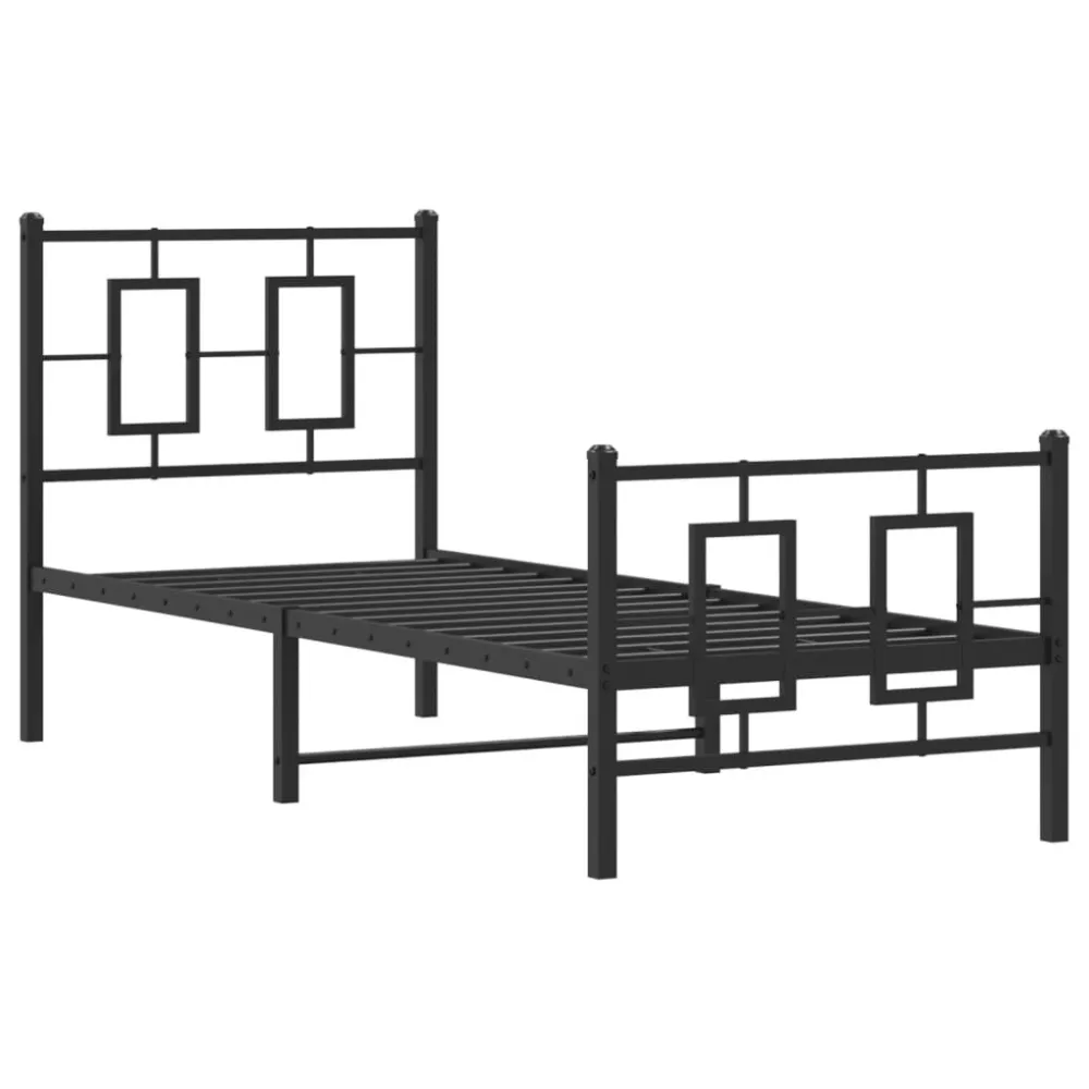 Bedframe met hoofd- en voeteneinde metaal zwart 75x190 cm