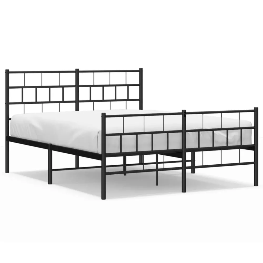 Bedframe met hoofd- en voeteneinde metaal zwart 120x200 cm