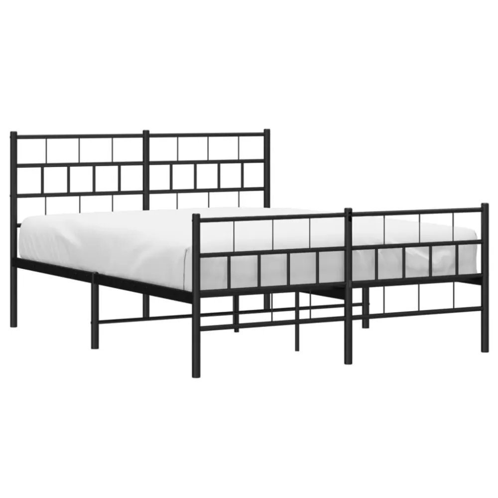 Bedframe met hoofd- en voeteneinde metaal zwart 120x200 cm