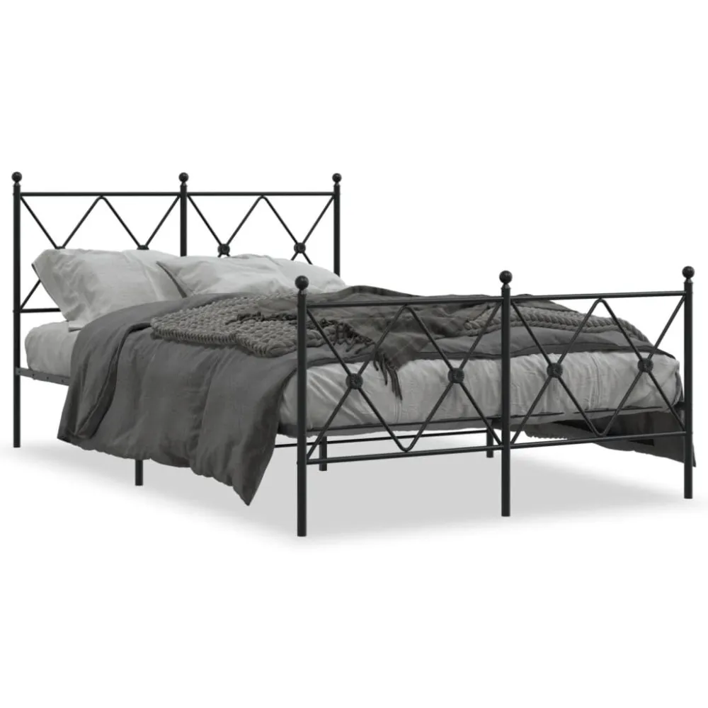 Bedframe met hoofd- en voeteneinde metaal zwart 120x200 cm