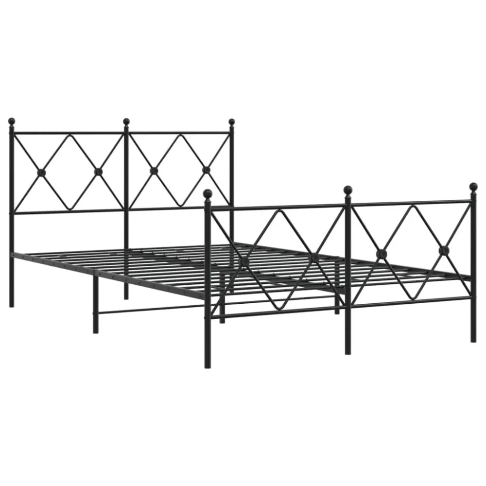 Bedframe met hoofd- en voeteneinde metaal zwart 120x200 cm