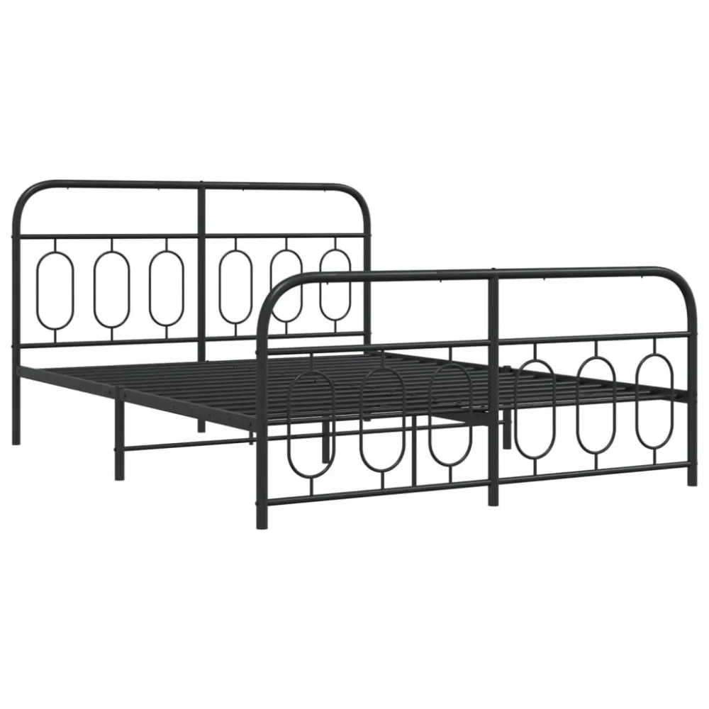 Bedframe met hoofd- en voeteneinde metaal zwart 135x190 cm