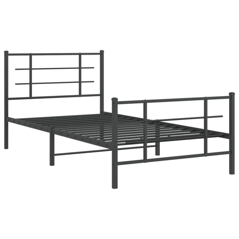 Bedframe met hoofd- en voeteneinde metaal zwart 107x203 cm