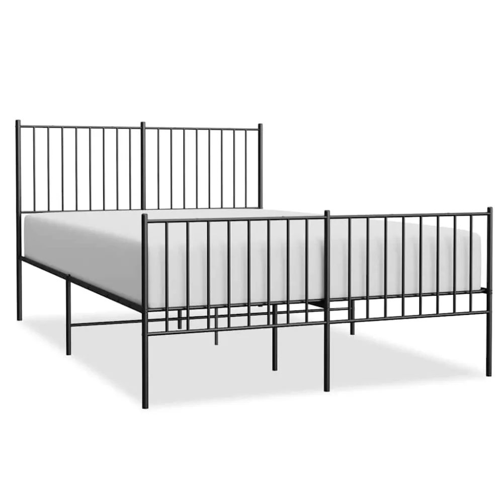 Bedframe met hoofd- en voeteneinde metaal zwart 135x190 cm