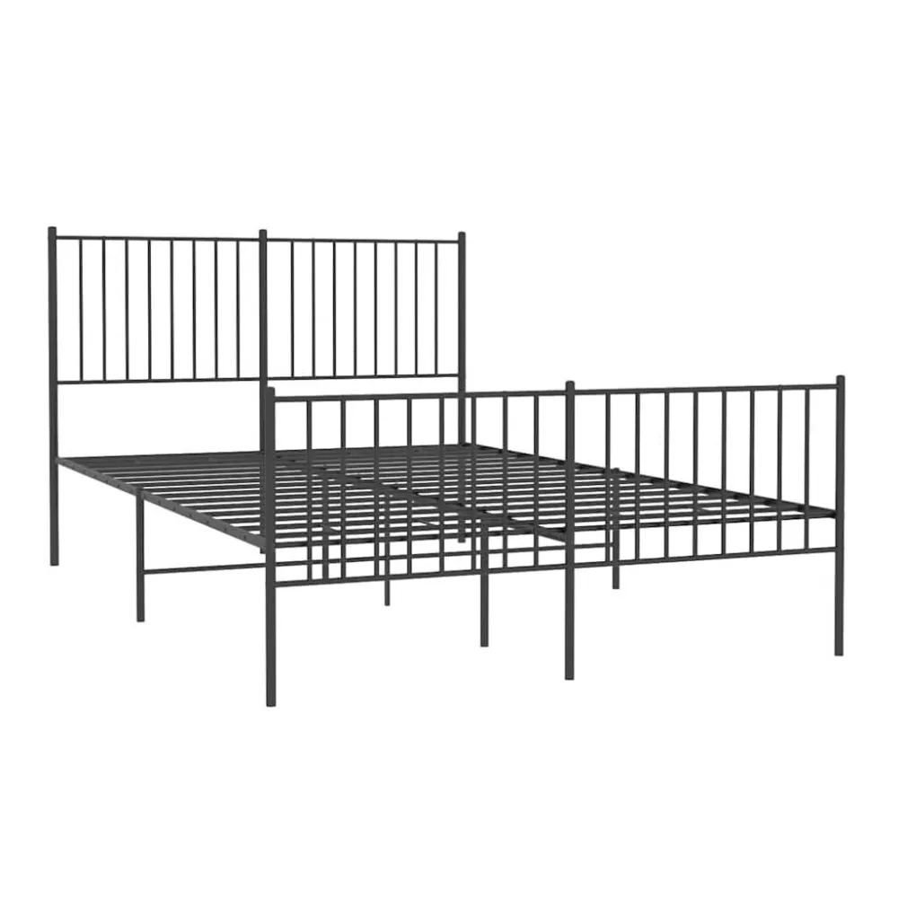 Bedframe met hoofd- en voeteneinde metaal zwart 135x190 cm