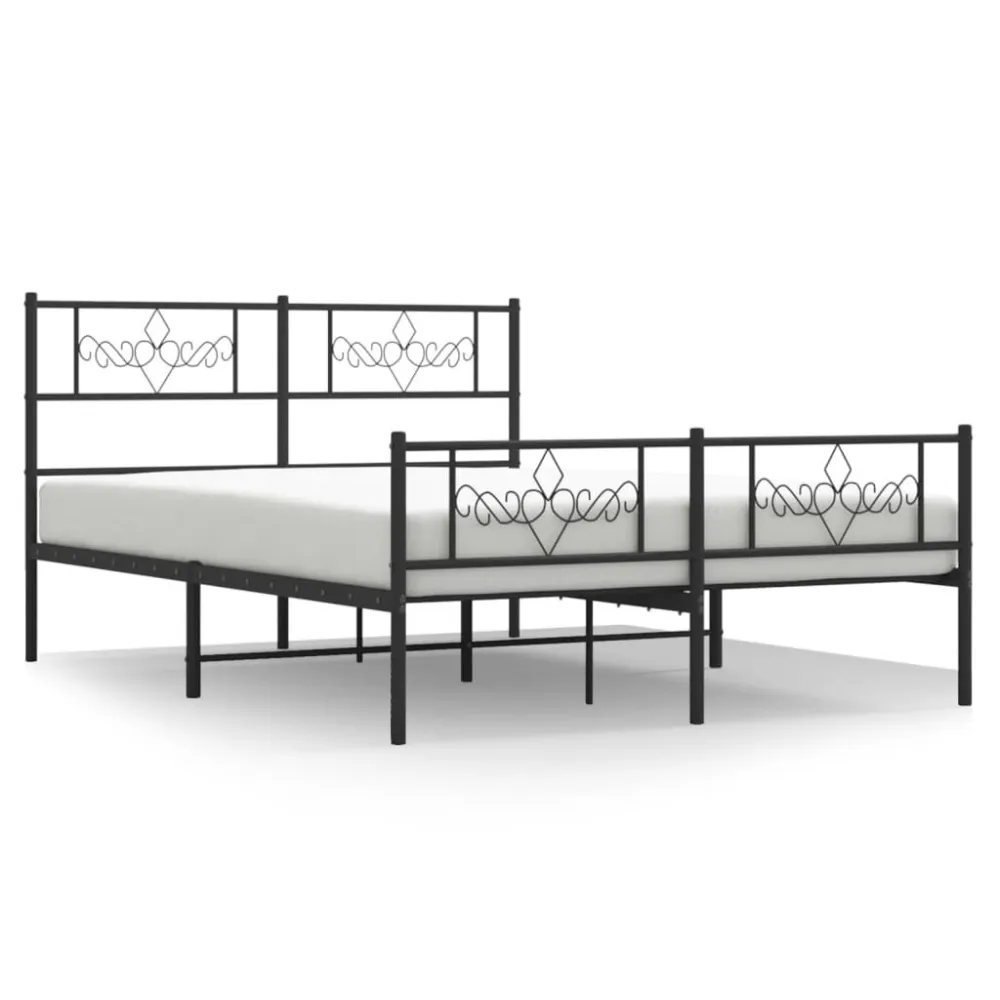 Bedframe met hoofd- en voeteneinde metaal zwart 140x200 cm