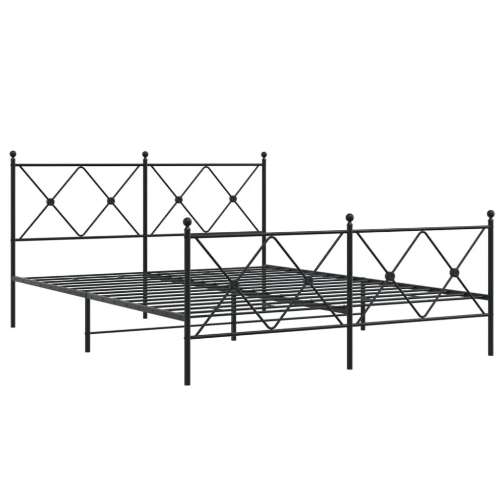 Bedframe met hoofd- en voeteneinde metaal zwart 150x200 cm