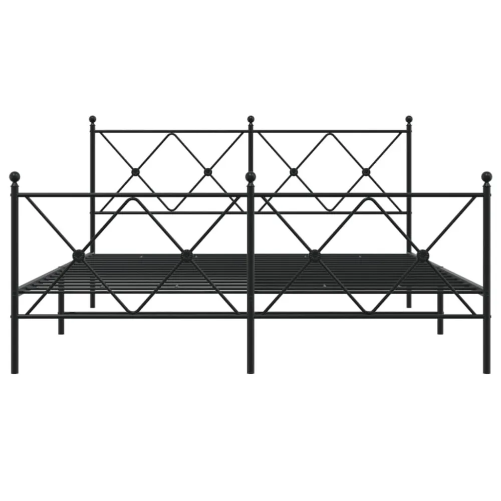 Bedframe met hoofd- en voeteneinde metaal zwart 150x200 cm