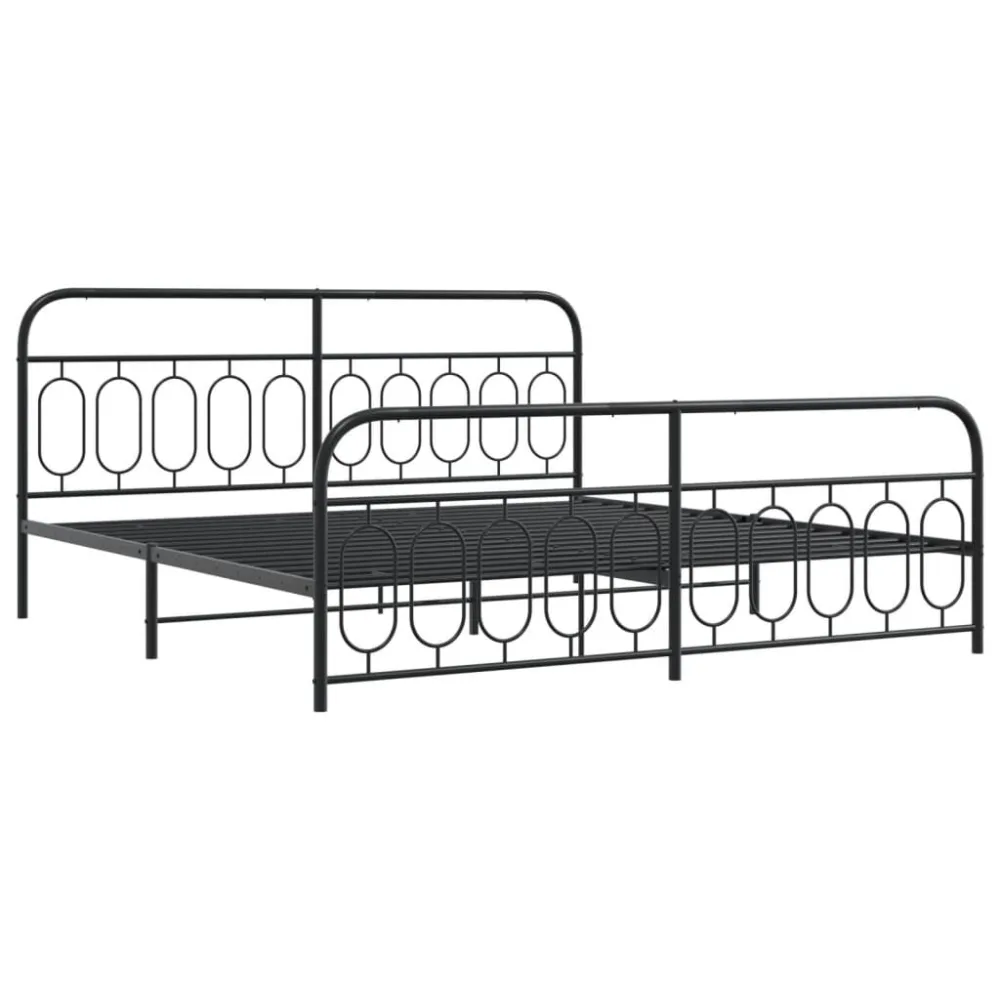 Bedframe met hoofd- en voeteneinde metaal zwart 200x200 cm