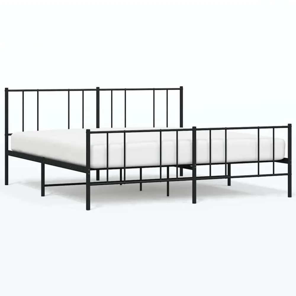 Bedframe met hoofd- en voeteneinde metaal zwart 193x203 cm