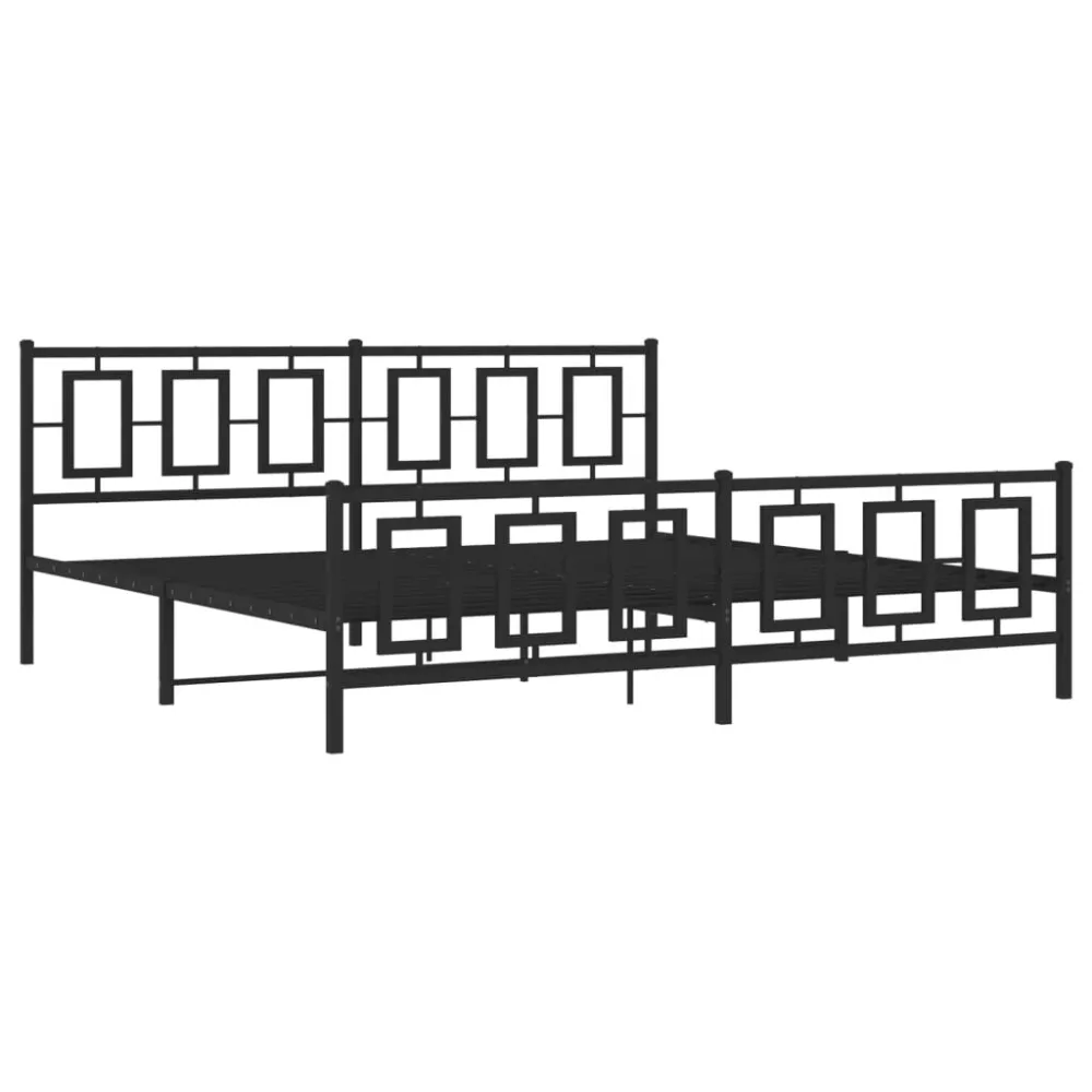 Bedframe met hoofd- en voeteneinde metaal zwart 193x203 cm