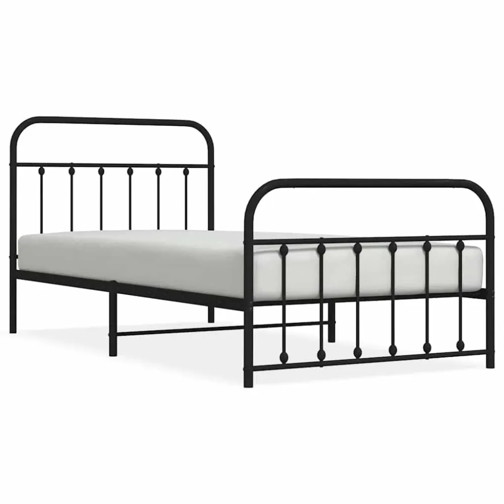 Bedframe met hoofd- en voeteneinde metaal zwart 100x200 cm