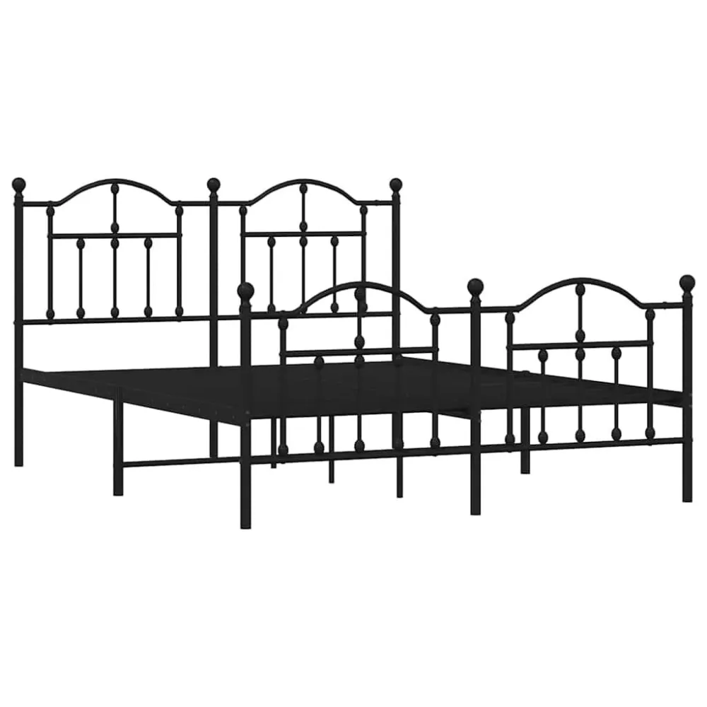 Bedframe met hoofd- en voeteneinde metaal zwart 140x190 cm