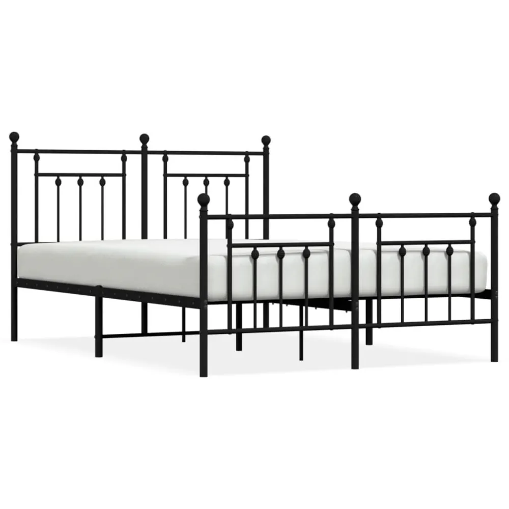 Bedframe met hoofd- en voeteneinde metaal zwart 140x190 cm