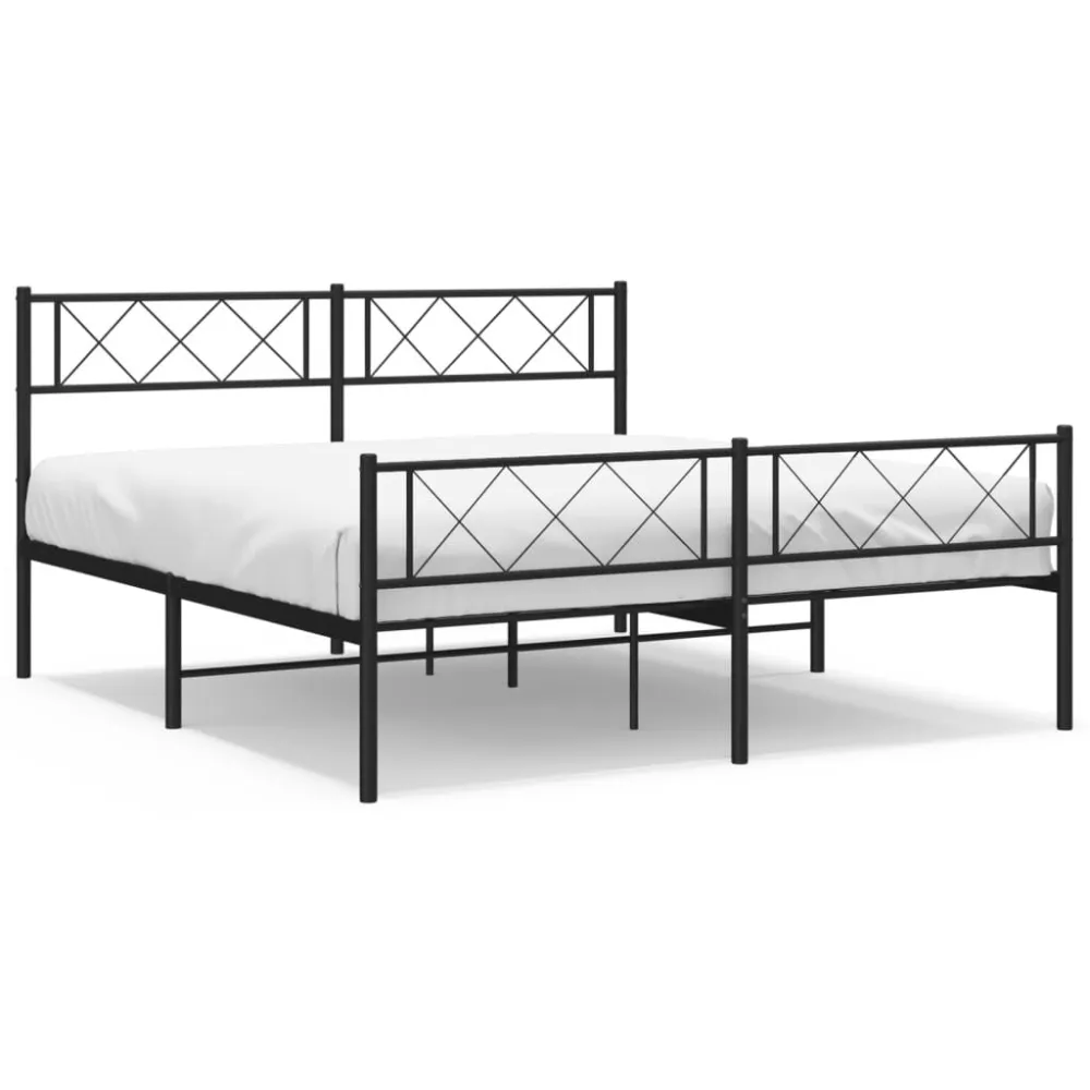 Bedframe met hoofd- en voeteneinde metaal zwart 140x200 cm