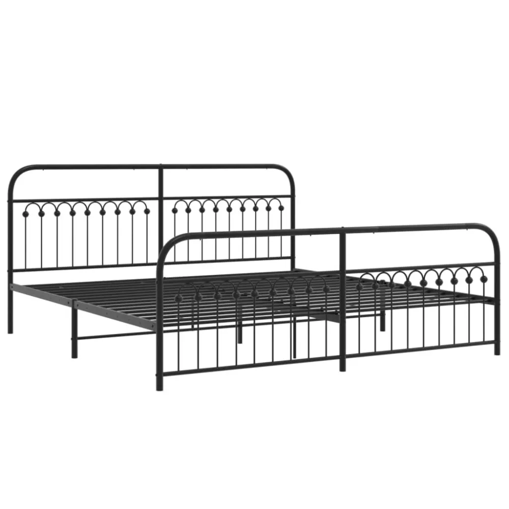 Bedframe met hoofd- en voeteneinde metaal zwart 200x200 cm