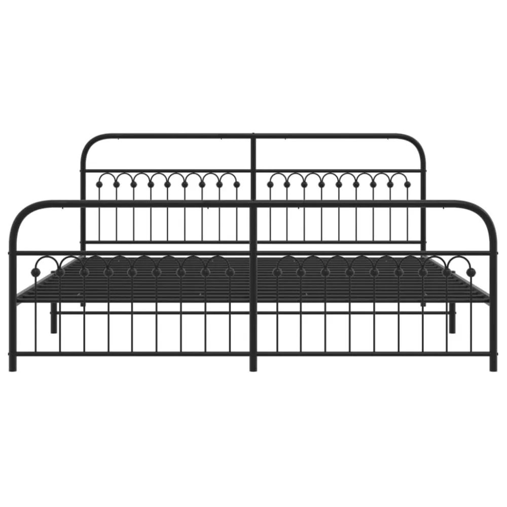 Bedframe met hoofd- en voeteneinde metaal zwart 200x200 cm