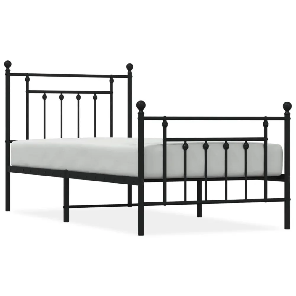 Bedframe met hoofd- en voeteneinde metaal zwart 90x190 cm