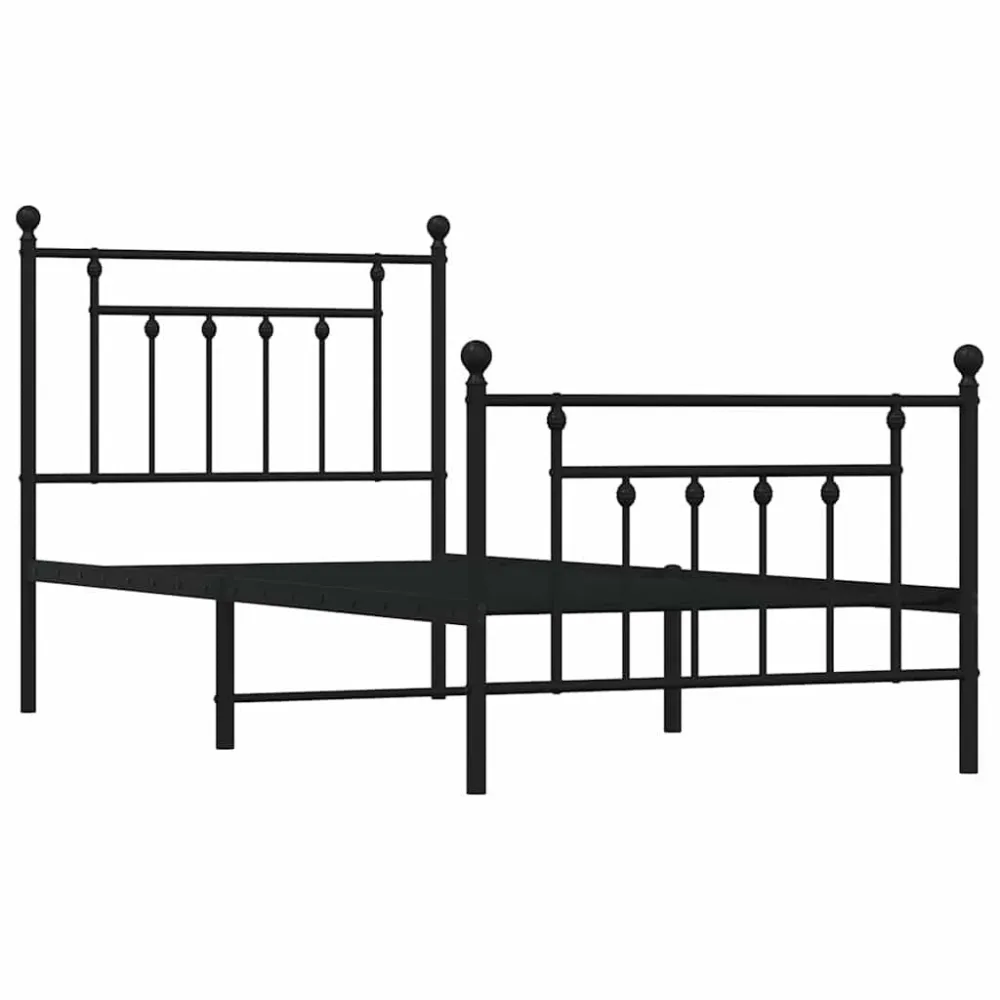 Bedframe met hoofd- en voeteneinde metaal zwart 90x190 cm