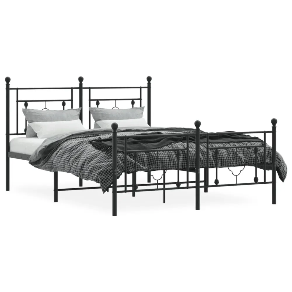Bedframe met hoofd- en voeteneinde metaal zwart 140x200 cm