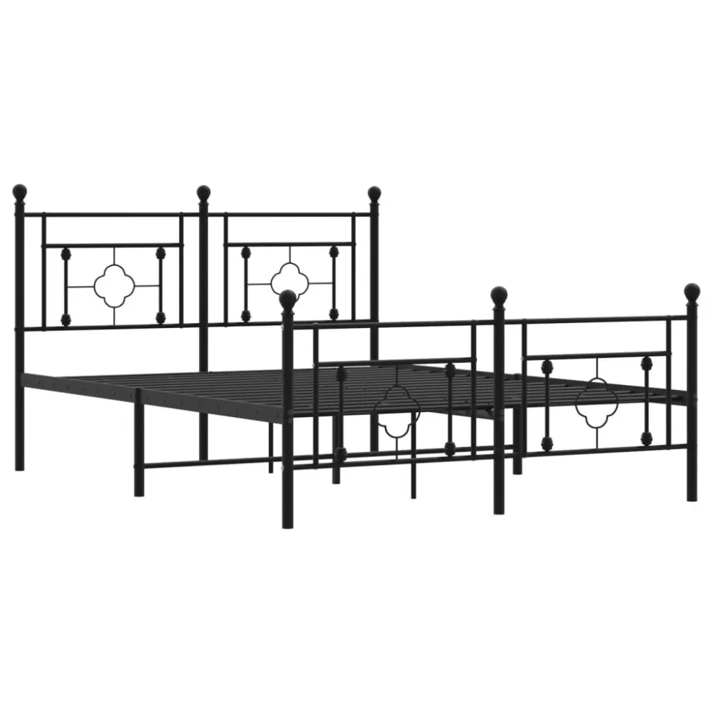 Bedframe met hoofd- en voeteneinde metaal zwart 140x200 cm