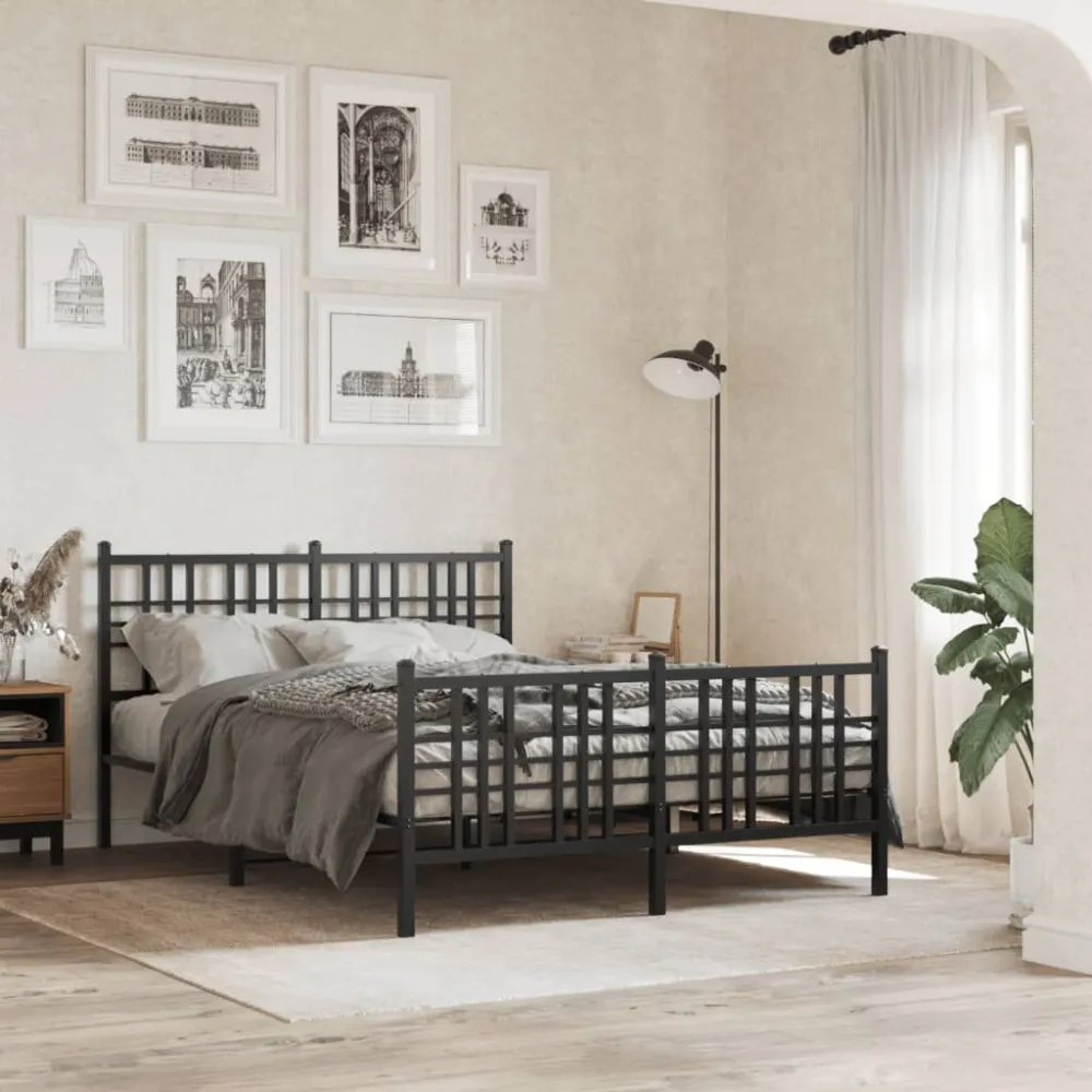 Bedframe met hoofd- en voeteneinde metaal zwart 120x200 cm