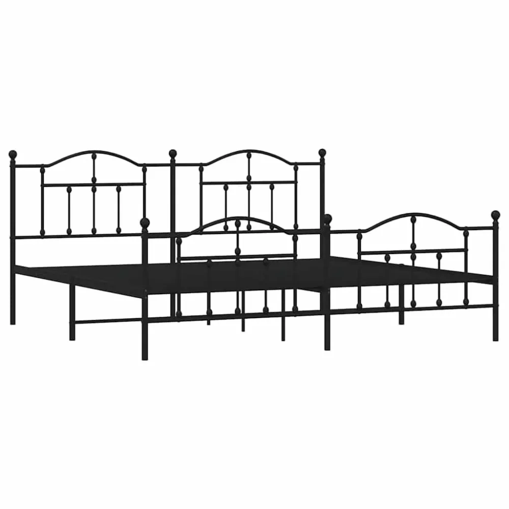 Bedframe met hoofd- en voeteneinde metaal zwart 200x200 cm
