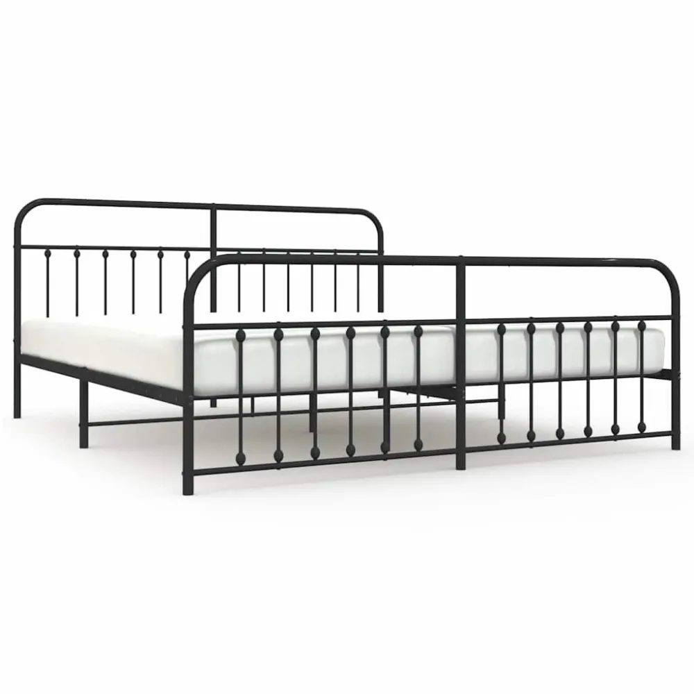 Bedframe met hoofd- en voeteneinde metaal zwart 200x200 cm