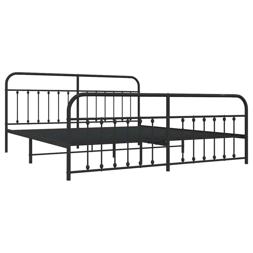 Bedframe met hoofd- en voeteneinde metaal zwart 200x200 cm