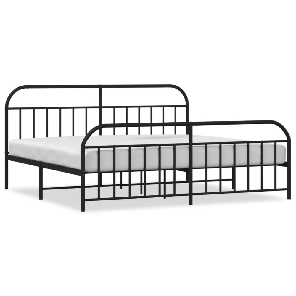 Bedframe met hoofd- en voeteneinde metaal zwart 200x200 cm