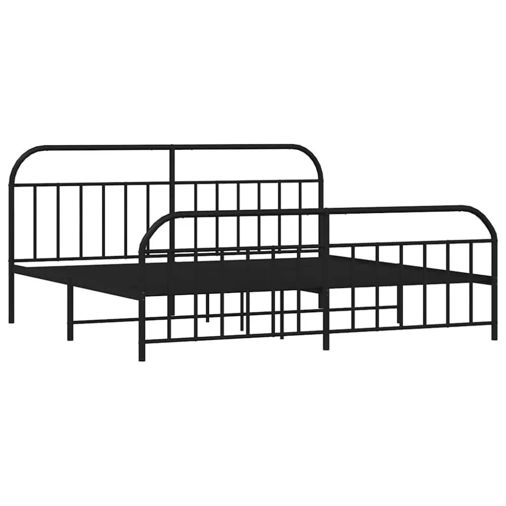 Bedframe met hoofd- en voeteneinde metaal zwart 200x200 cm