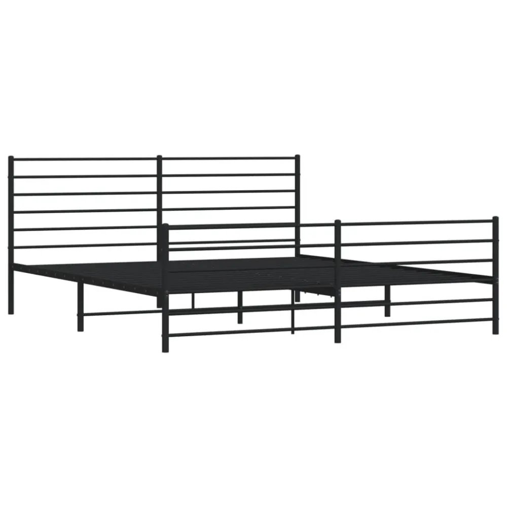 Bedframe met hoofd- en voeteneinde metaal zwart 200x200 cm