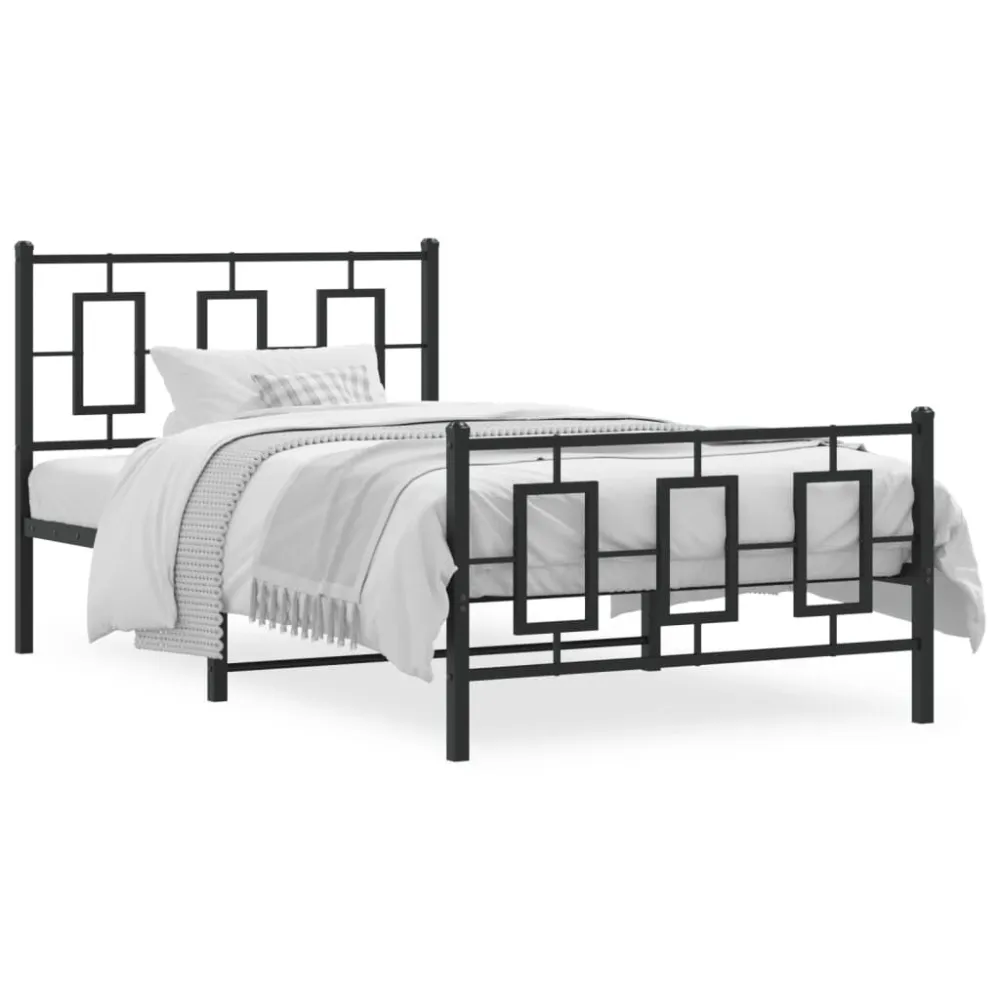 Bedframe met hoofd- en voeteneinde metaal zwart 100x190 cm