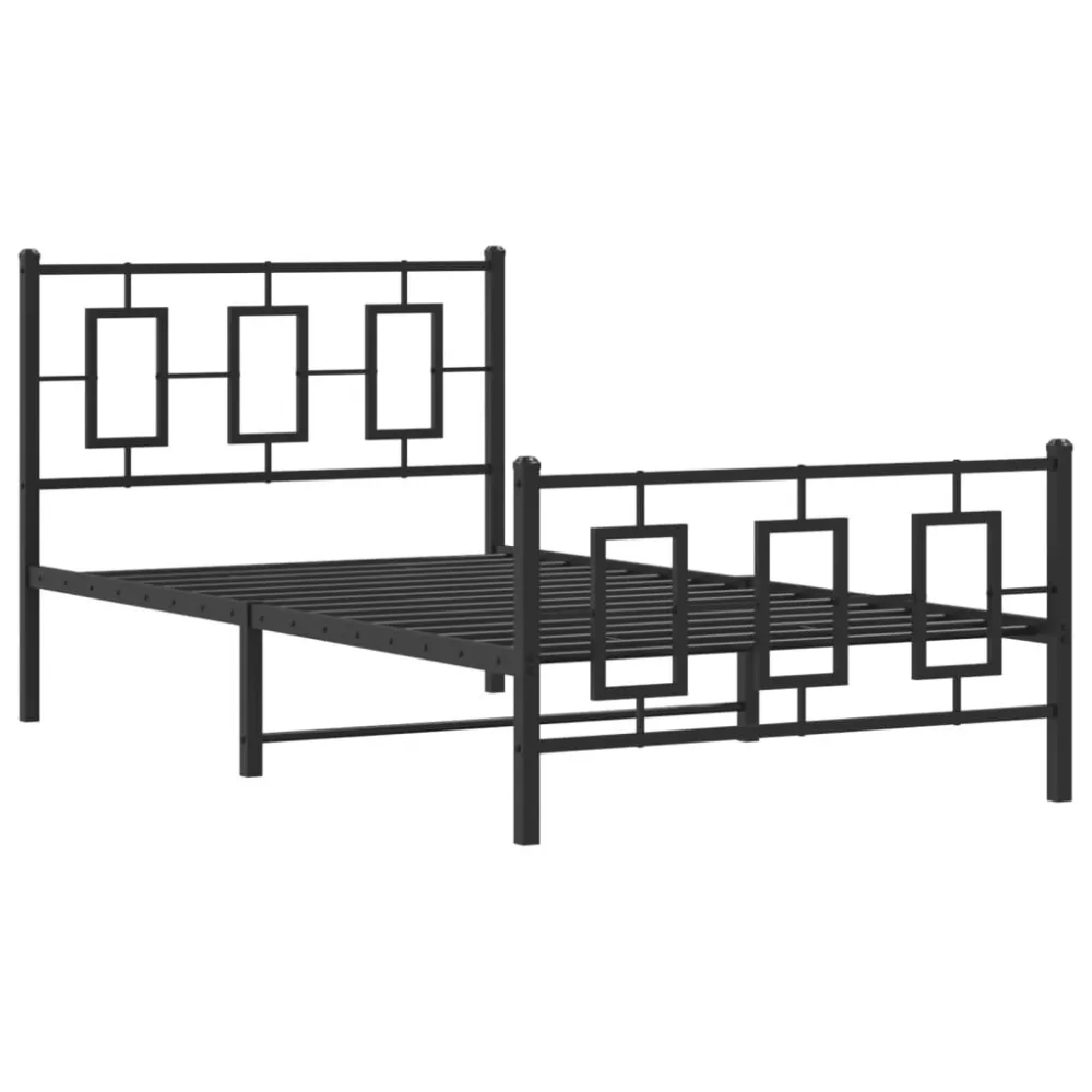 Bedframe met hoofd- en voeteneinde metaal zwart 100x190 cm