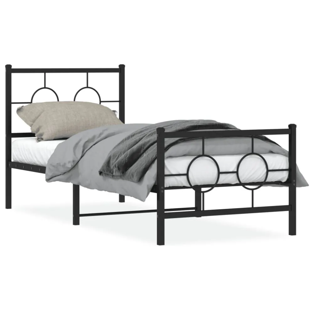 Bedframe met hoofd- en voeteneinde metaal zwart 80x200 cm