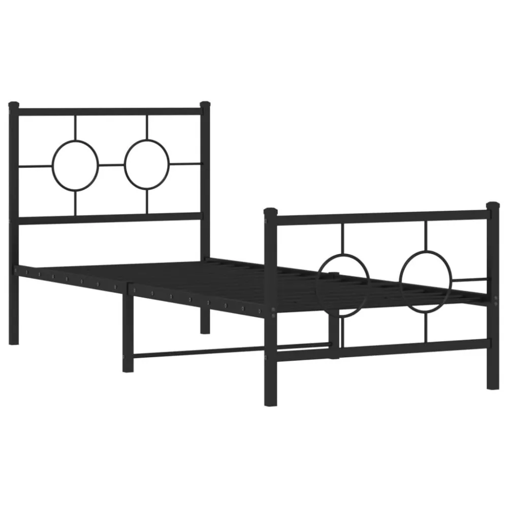 Bedframe met hoofd- en voeteneinde metaal zwart 80x200 cm