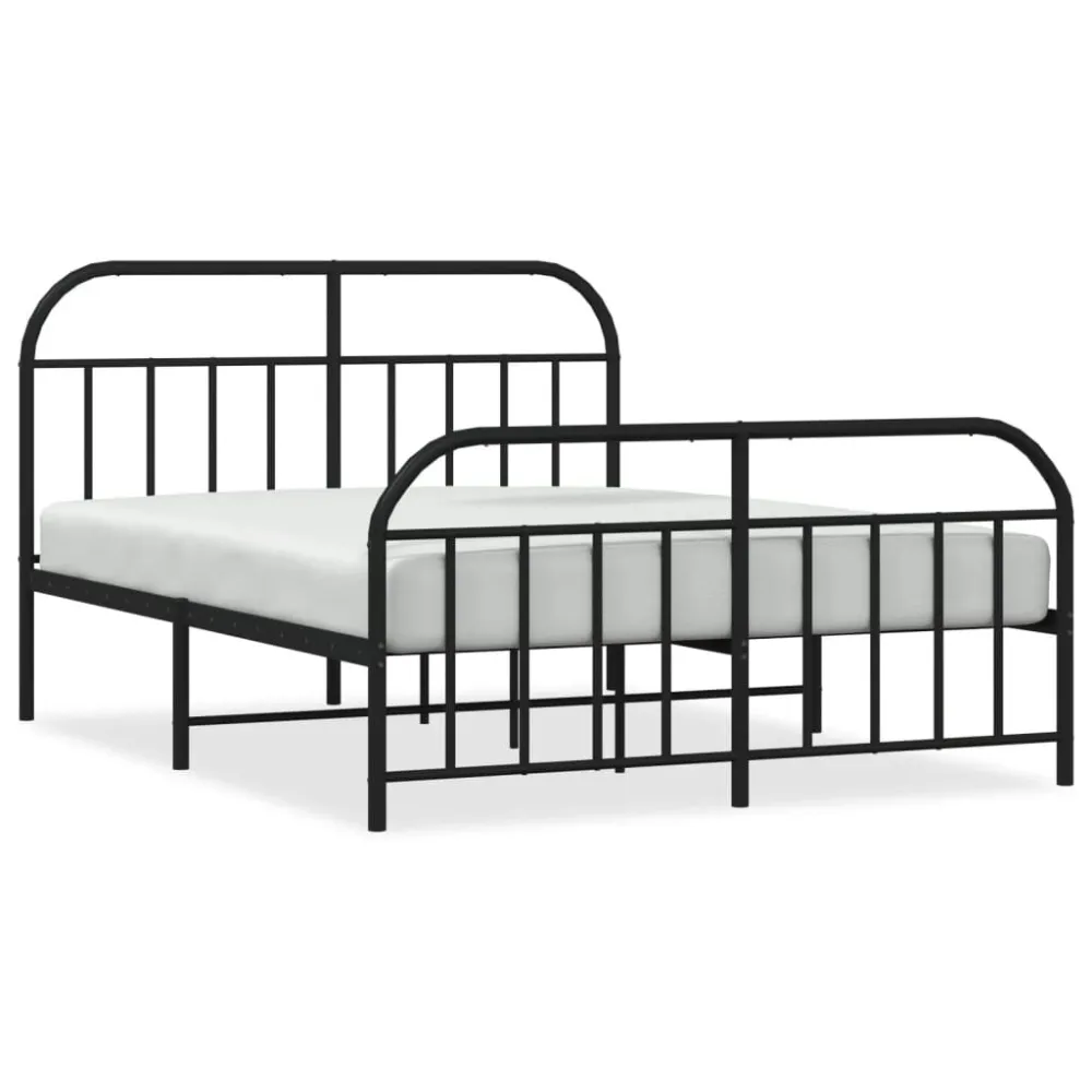 Bedframe met hoofd- en voeteneinde metaal zwart 140x200 cm
