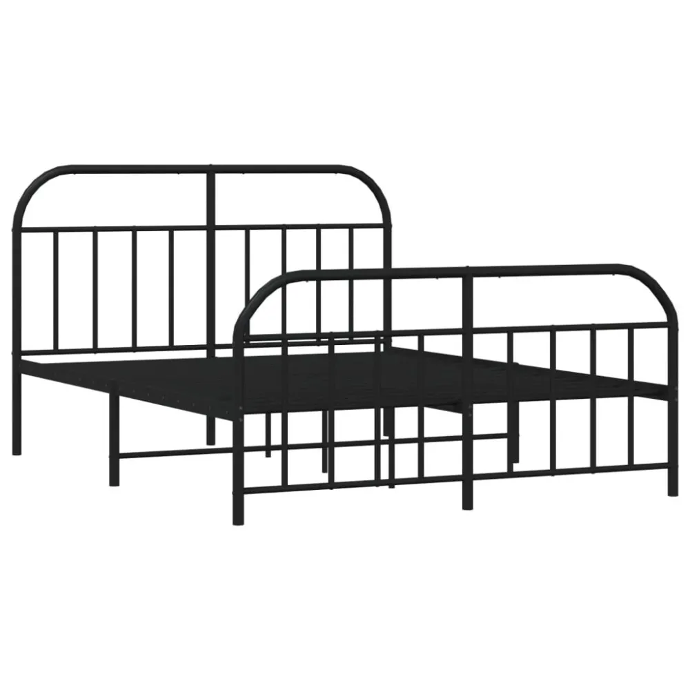 Bedframe met hoofd- en voeteneinde metaal zwart 140x200 cm