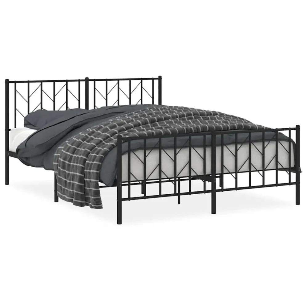 Bedframe met hoofd- en voeteneinde metaal zwart 150x200 cm
