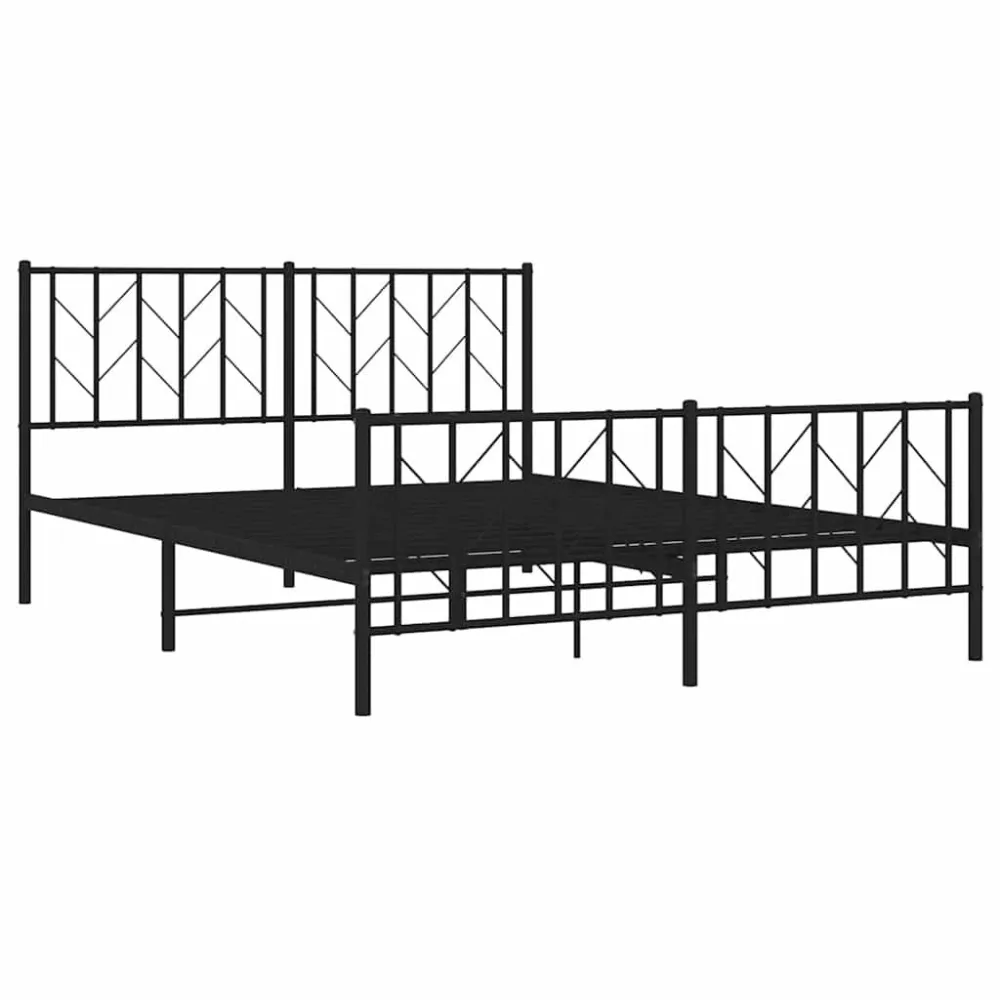 Bedframe met hoofd- en voeteneinde metaal zwart 150x200 cm