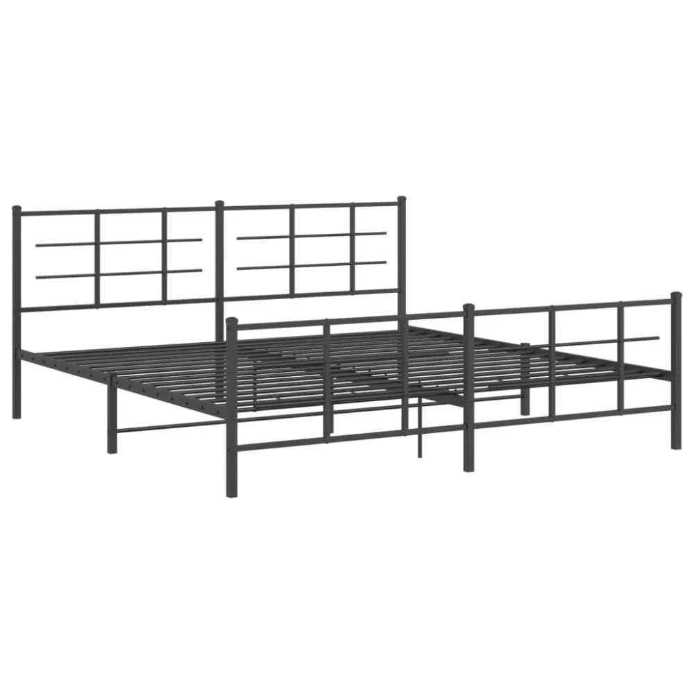 Bedframe met hoofd- en voeteneinde metaal zwart 200x200 cm